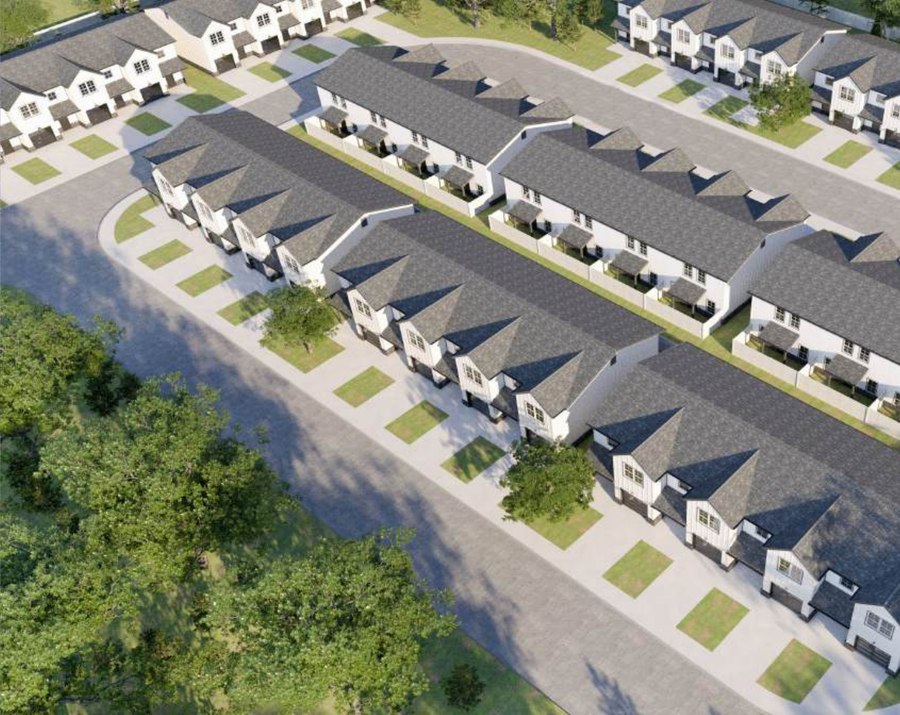 Aerial view of the build-to-rent townhome community in Idaho Falls, Idaho